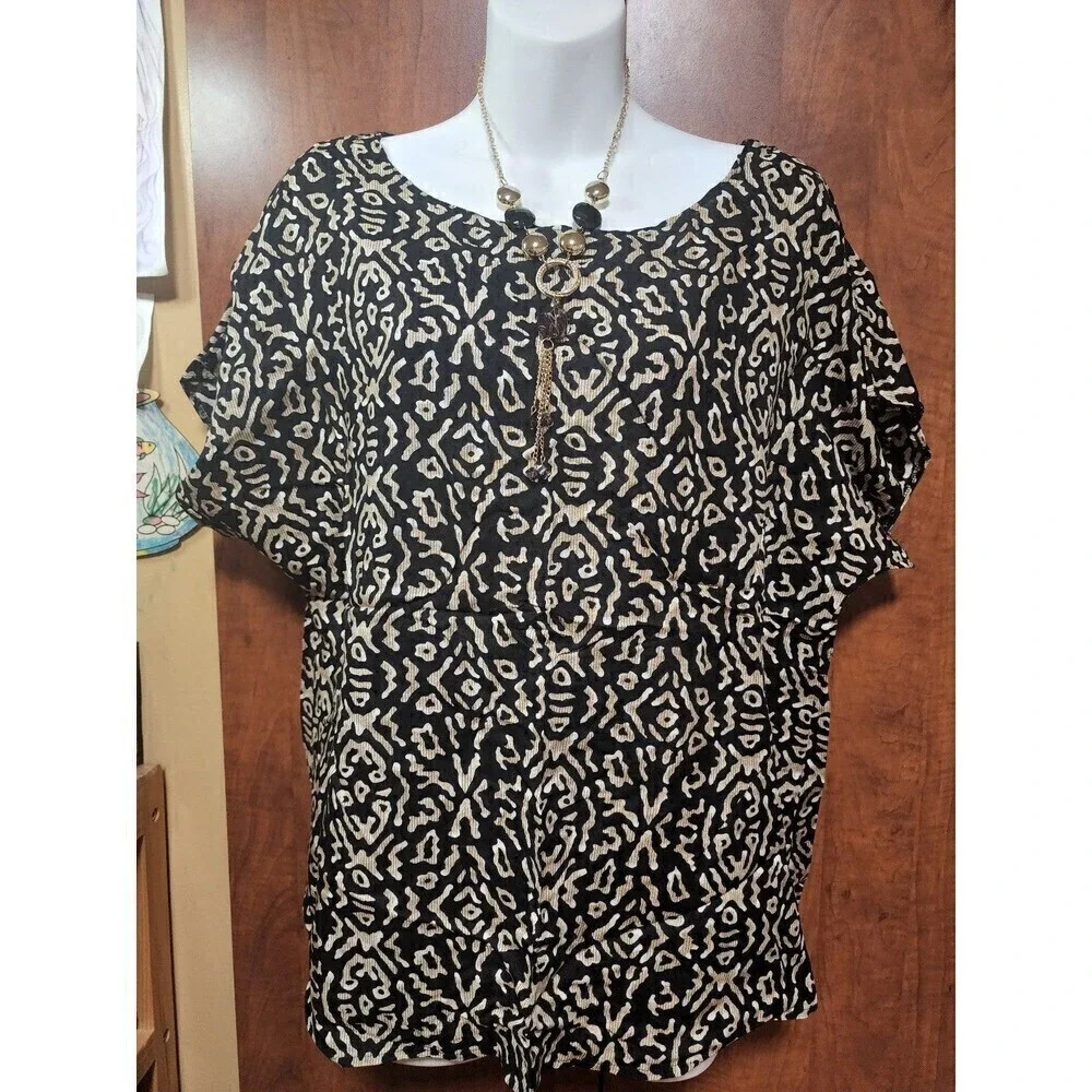 Avon Style Vintage Abstract Print Oversized Blouse Top (M/L) - Picture 3 of 12
